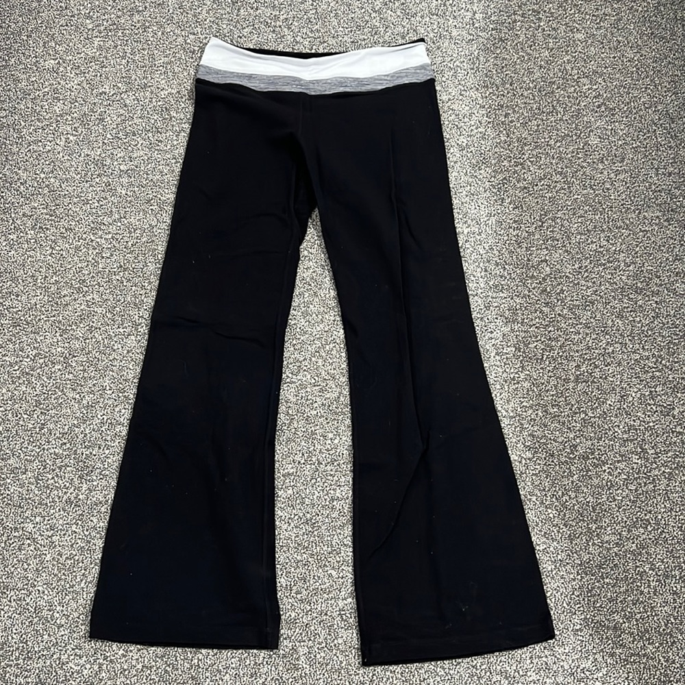 Lululemon Black Yoga Pants White Grey Stripe Band
